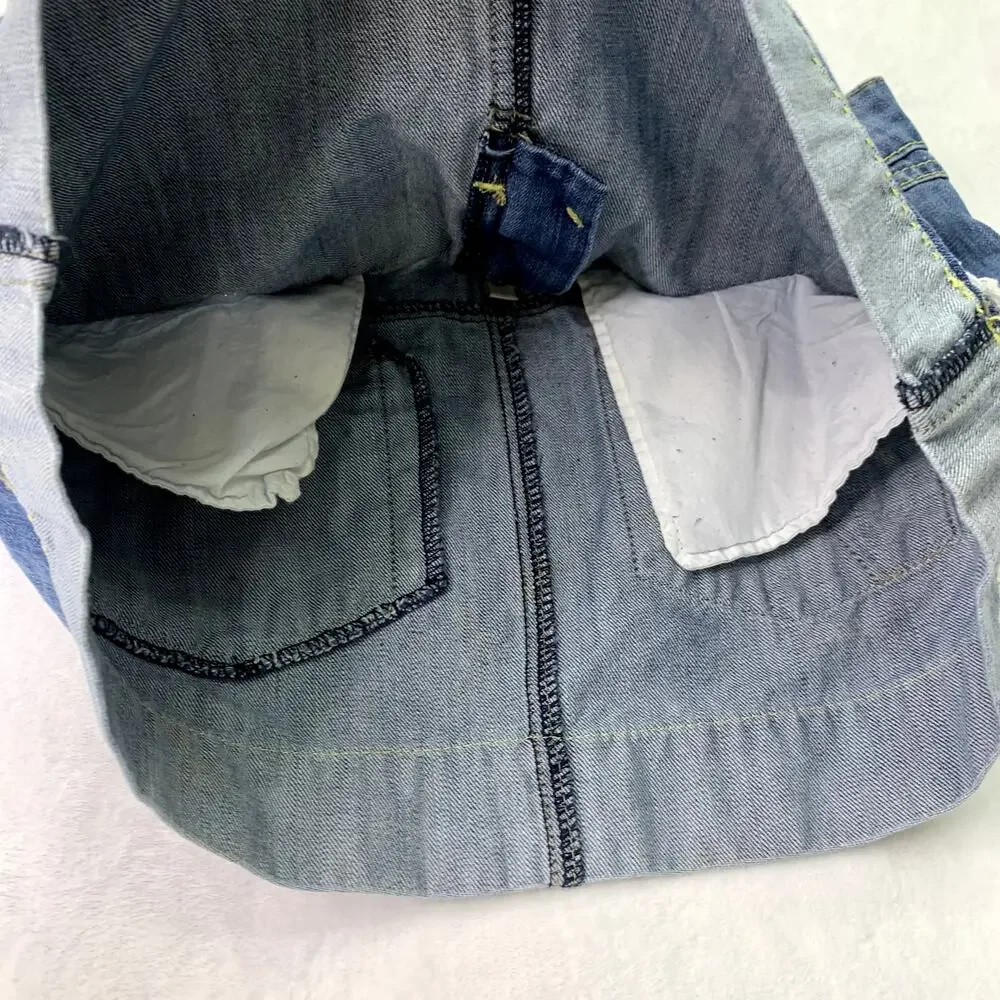 MNG Jeans Womens Size 10 Dark Wash Cut Off Denim Jean Mini Skirt Patchwork Y2K